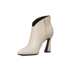 Stivaletti eleganti con tacco campana 9 cm bianco off-white da donna Lora Ferres