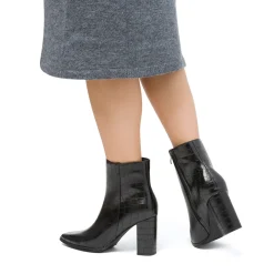 Stivaletti eleganti con tacco 9 cm neri effetto coccodrillo da donna Lora Ferres