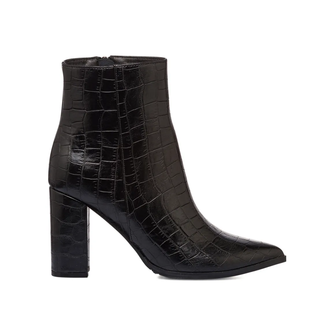 Stivaletti eleganti con tacco 9 cm neri effetto coccodrillo da donna Lora Ferres