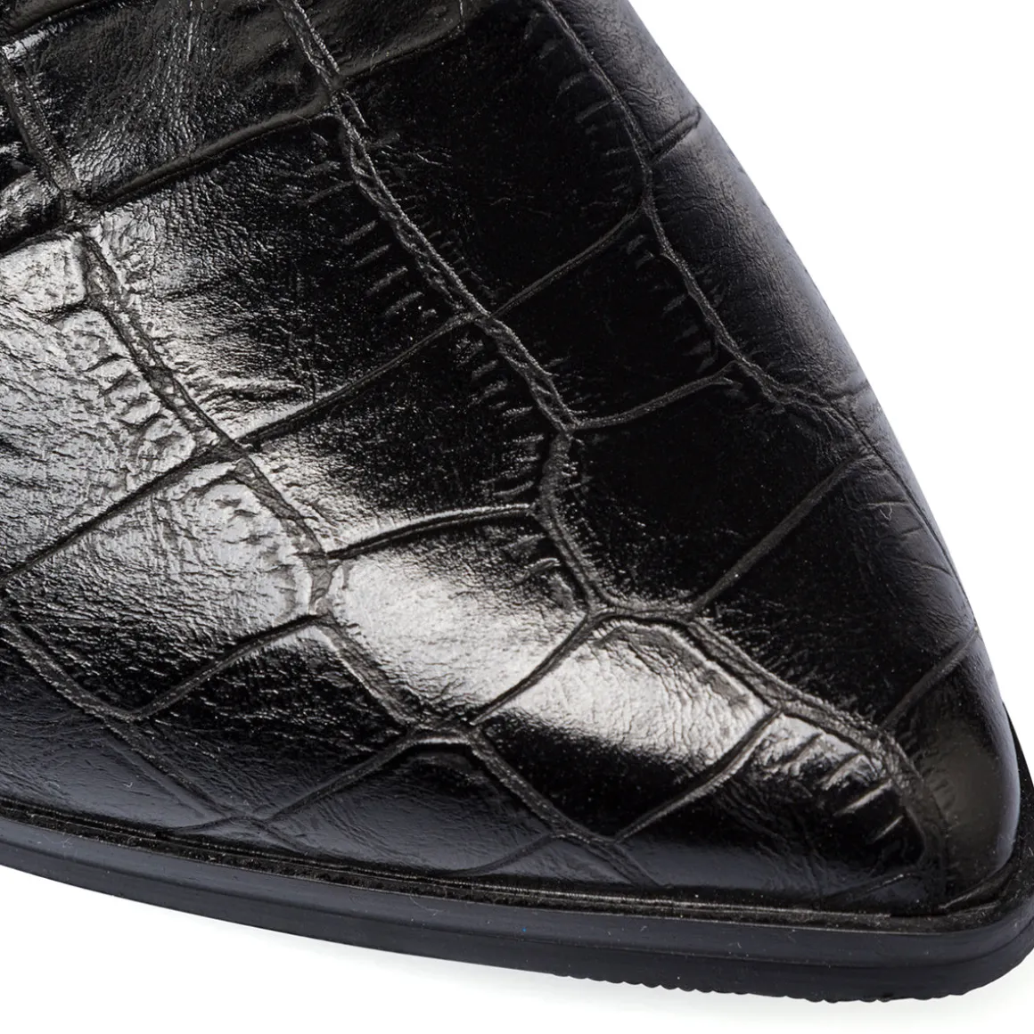 Stivaletti eleganti con tacco 9 cm neri effetto coccodrillo da donna Lora Ferres