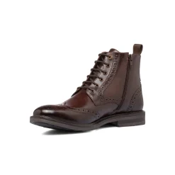 Stivaletti eleganti in pelle marroni da uomo con dettagli brogue La Cuoieria