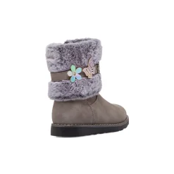 Stivaletti grigi da Bambina con pelo effetto scamosciato e dettagli floreali Le scarpe di Alice