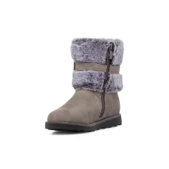 Stivaletti grigi da Bambina con pelo effetto scamosciato e dettagli floreali Le scarpe di Alice