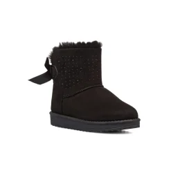 Stivaletti imbottiti cozy boots neri da bambina con strass e fiocchetto 10 Baci