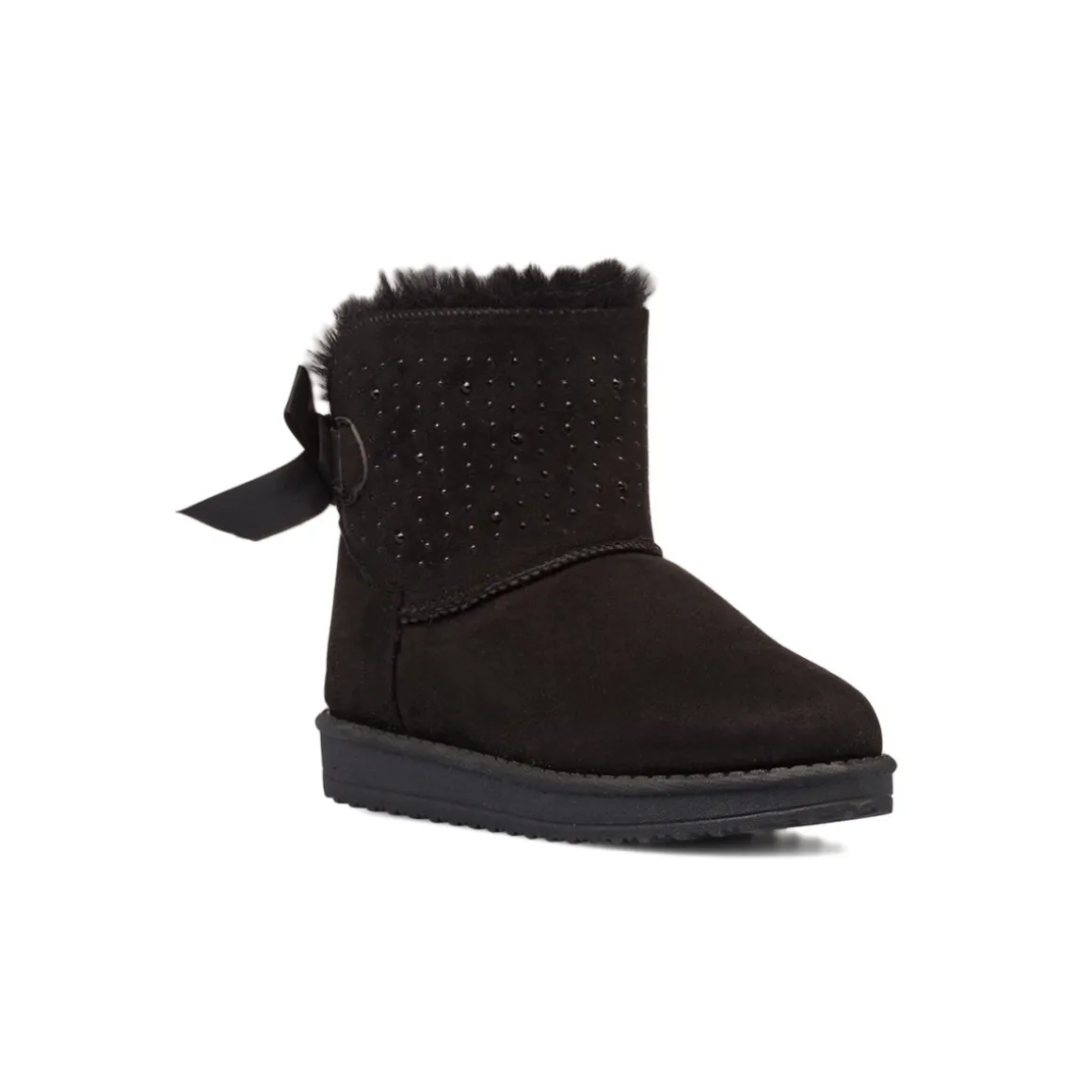 Stivaletti imbottiti cozy boots neri da bambina con strass e fiocchetto 10 Baci