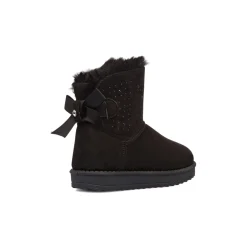 Stivaletti imbottiti cozy boots neri da bambina con strass e fiocchetto 10 Baci