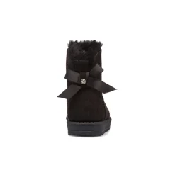 Stivaletti imbottiti cozy boots neri da bambina con strass e fiocchetto 10 Baci