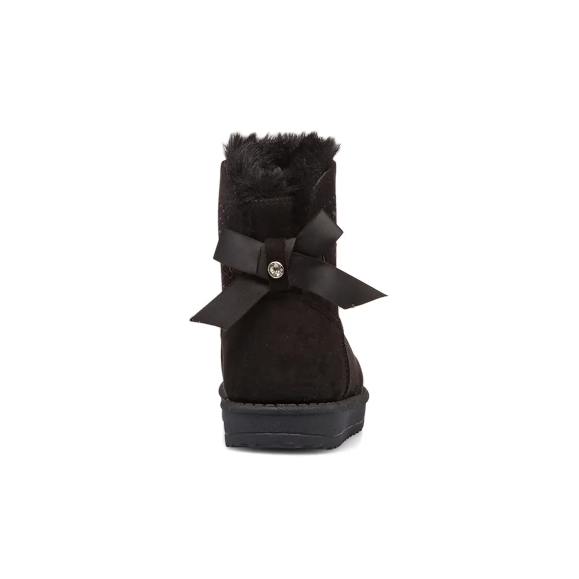 Stivaletti imbottiti cozy boots neri da bambina con strass e fiocchetto 10 Baci
