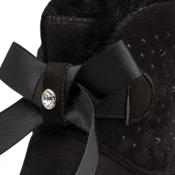 Stivaletti imbottiti cozy boots neri da bambina con strass e fiocchetto 10 Baci