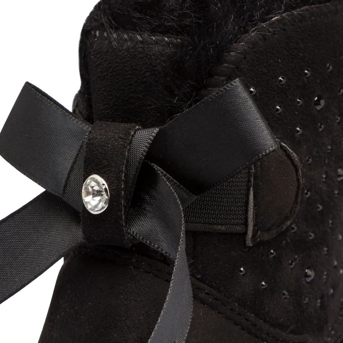 Stivaletti imbottiti cozy boots neri da bambina con strass e fiocchetto 10 Baci