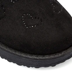 Stivaletti imbottiti cozy boots neri da bambina con cuori strass e fiocchetto 10 Baci