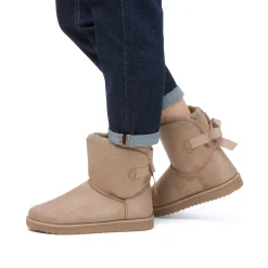 Stivaletti imbottiti da donna effetto scamosciato khaki con fiocco Lora Ferres