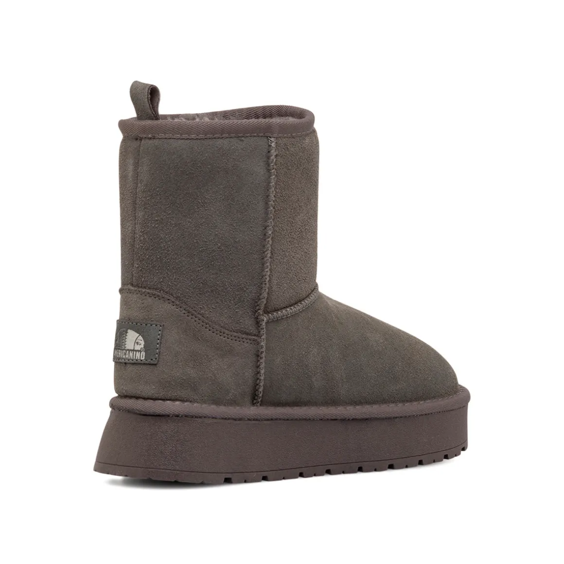 Stivaletti imbottiti da donna grigi in pelle scamosciata con suola platform Americanino