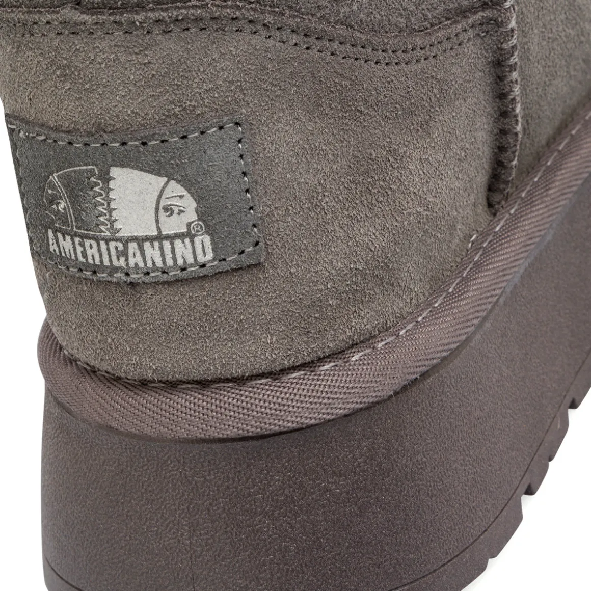 Stivaletti imbottiti da donna grigi in pelle scamosciata con suola platform Americanino