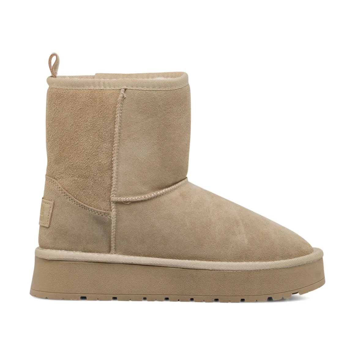 Stivaletti imbottiti da donna beige in pelle scamosciata con suola platform Americanino