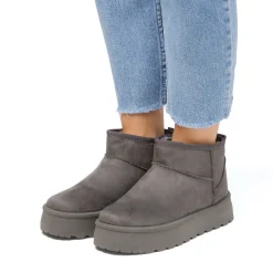 Stivaletti imbottiti Donna grigi Lora Ferres in tessuto effetto scamosciato con suola platform