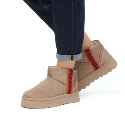Stivaletti imbottiti effetto scamosciato con ricami da Donna khaki Lora Ferres