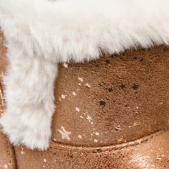 Stivaletti imbottiti marroni da bambina con stelline dorate e finta pelliccia Le Scarpe di Alice
