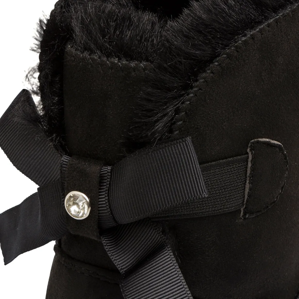 Stivaletti imbottiti neri da donna effetto scamosciato con fiocco e strass Lora Ferres