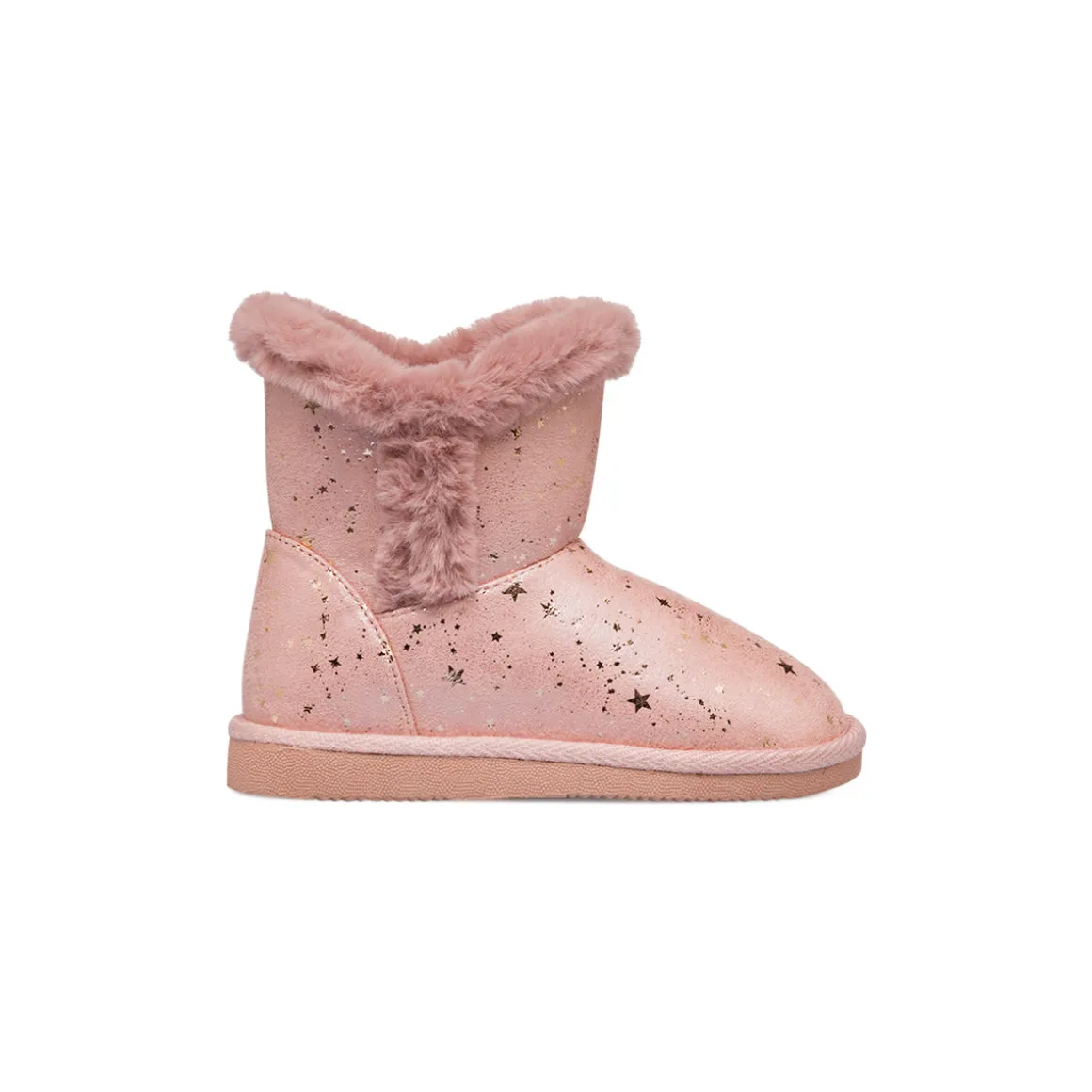 Stivaletti imbottiti rosa da bambina con stelline dorate e finta pelliccia Le Scarpe di Alice