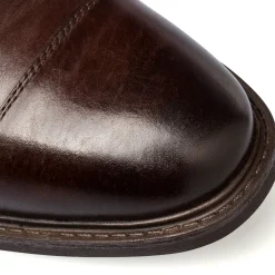 Stivaletti in pelle marroni da uomo con zip sul lato La Cuoieria