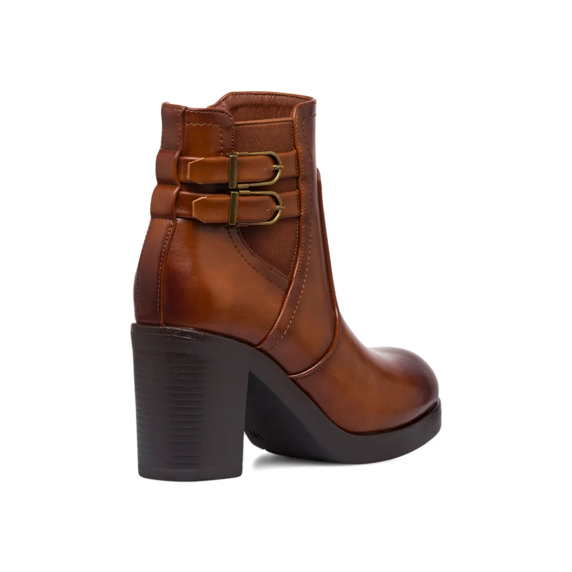 Stivaletti marroni con tacco 8,5 cm fibbie effetto vintage da Donna Lora Ferres