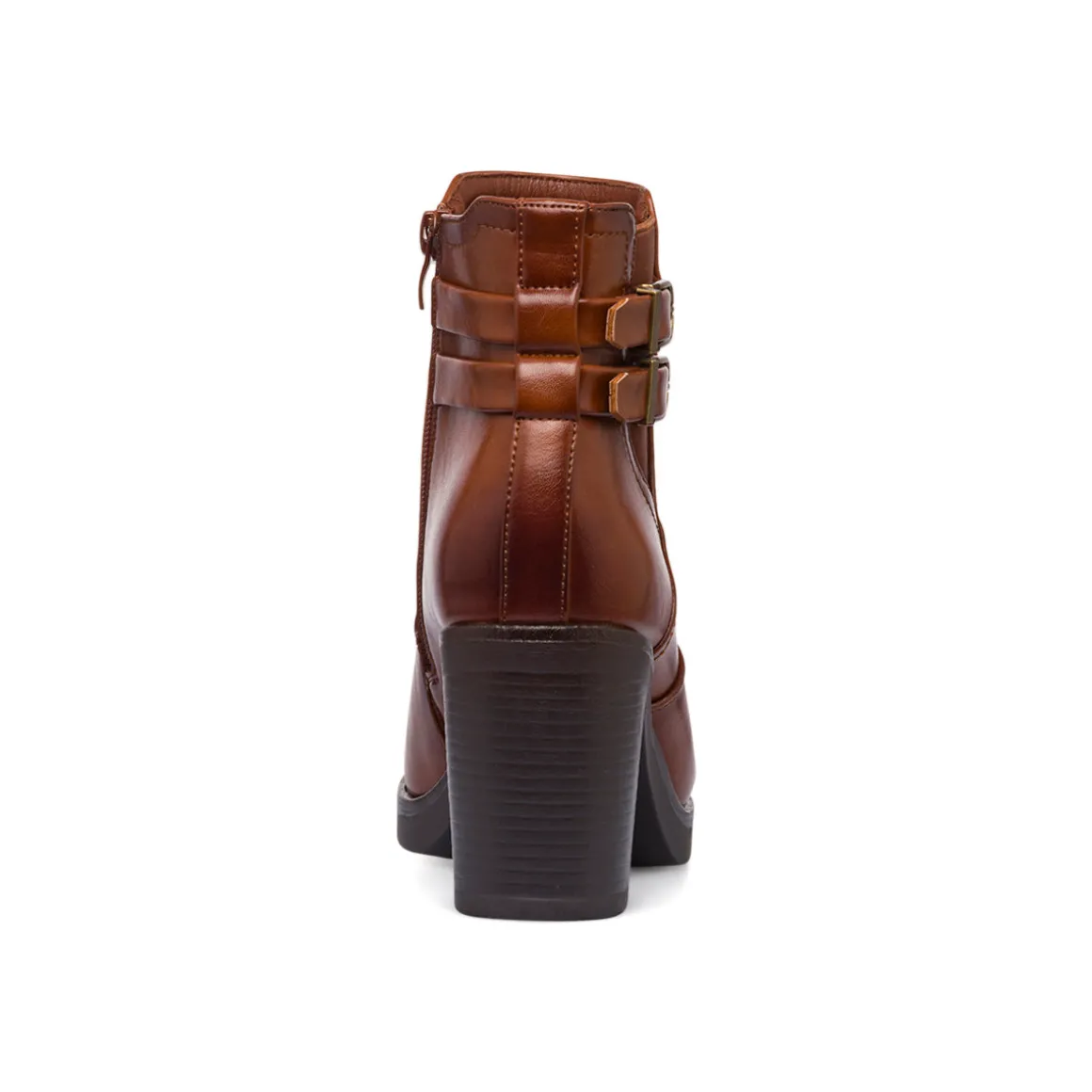 Stivaletti marroni con tacco 8,5 cm fibbie effetto vintage da Donna Lora Ferres