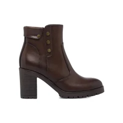 Stivaletti marroni da Donna con tacco 8,5 cm e bottoni Lora Ferres