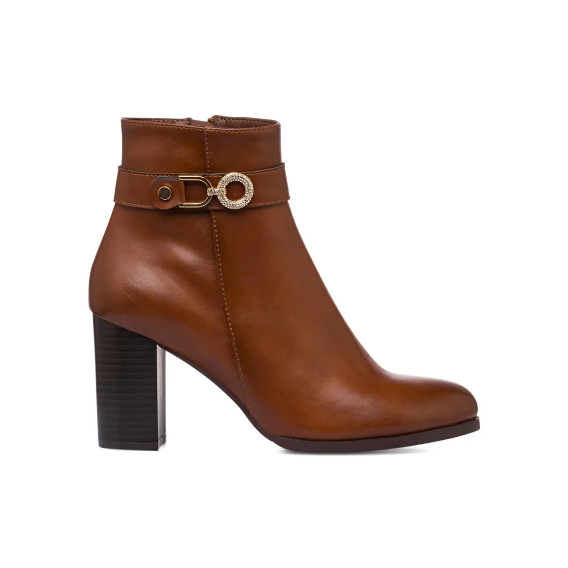Stivaletti marroni da Donna con fibbia e tacco 8 cm Lora Ferres