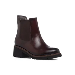 Stivaletti marroni da Donna in pelle con elastico Primopiano