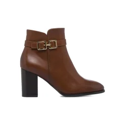 Stivaletti marroni da Donna con fibbia oro e tacco 8 cm Lora Ferres