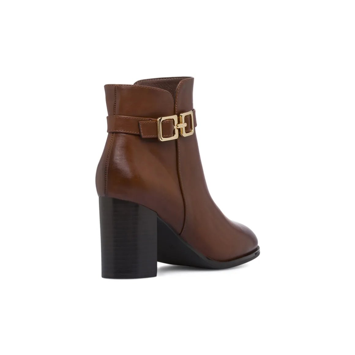 Stivaletti marroni da Donna con fibbia oro e tacco 8 cm Lora Ferres
