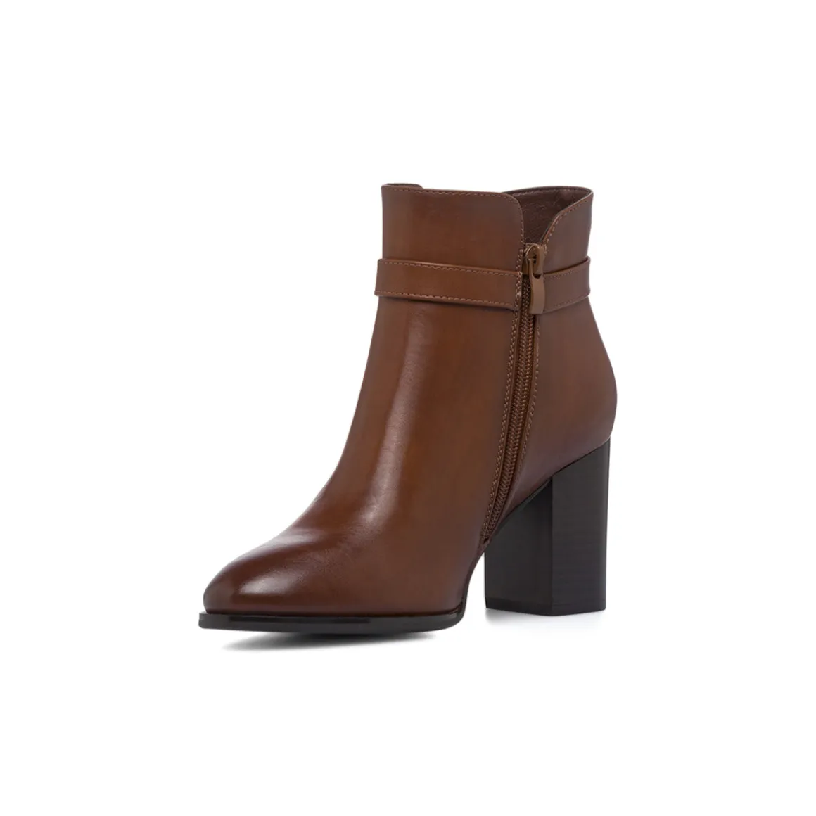 Stivaletti marroni da Donna con fibbia oro e tacco 8 cm Lora Ferres