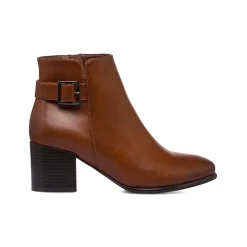 Stivaletti marroni da donna con tacco 6 cm e cinturino Lora Ferres