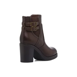 Stivaletti marroni da Donna con fibbie e tacco 8 cm Lora Ferres