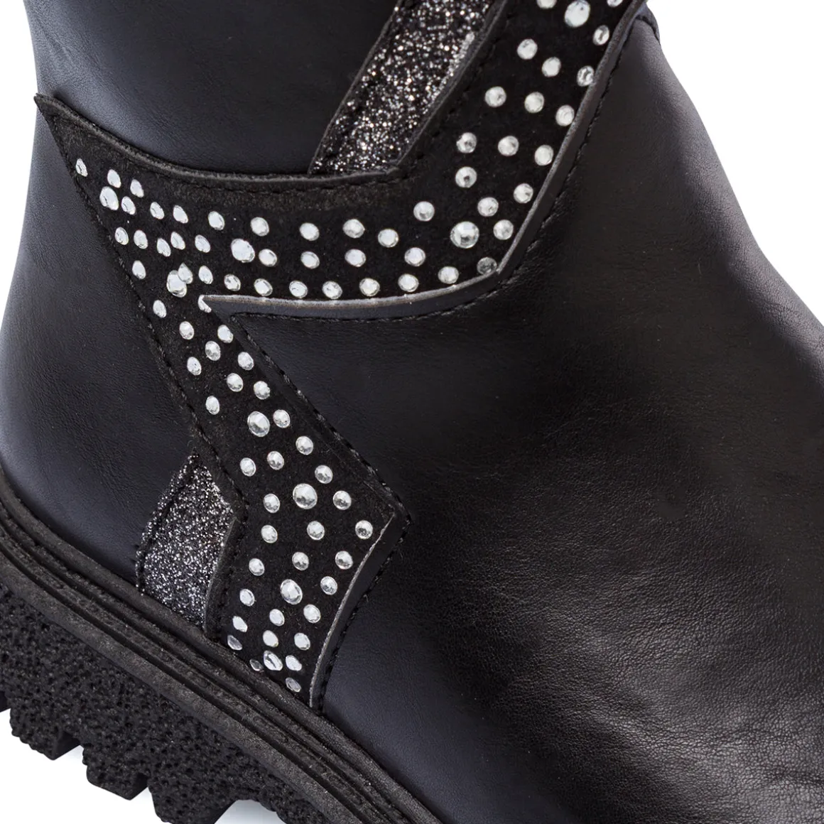 Stivaletti neri Bambina con glitter e strass Le Scarpe di Alice