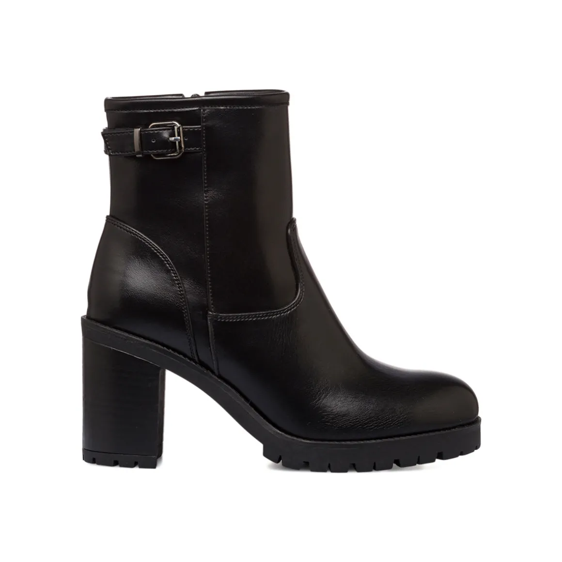 Stivaletti neri con fibbia e tacco 8 cm da Donna Lora Ferres