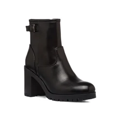 Stivaletti neri con fibbia e tacco 8 cm da Donna Lora Ferres