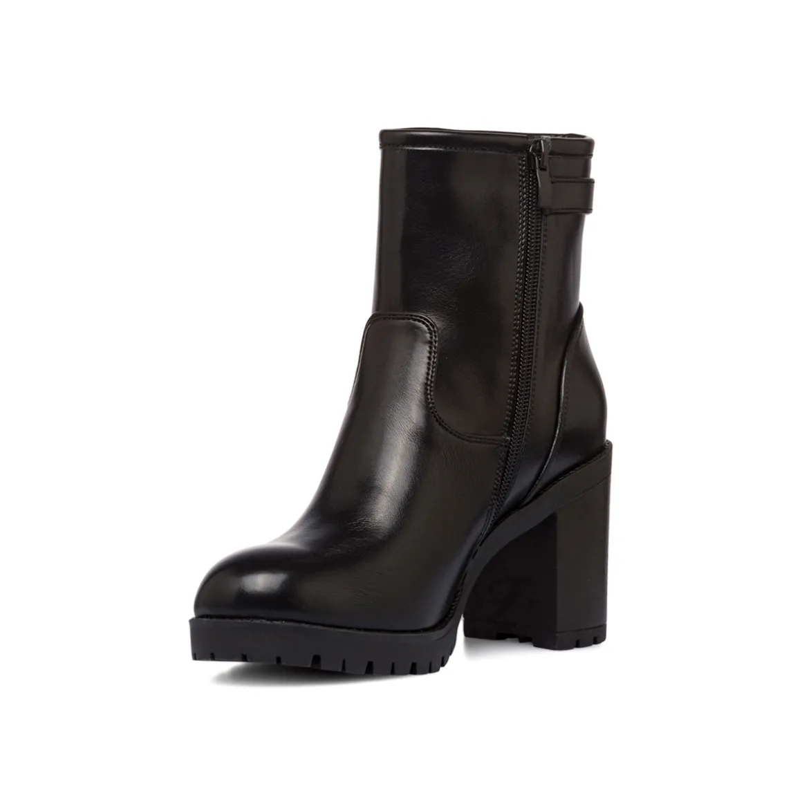 Stivaletti neri con fibbia e tacco 8 cm da Donna Lora Ferres