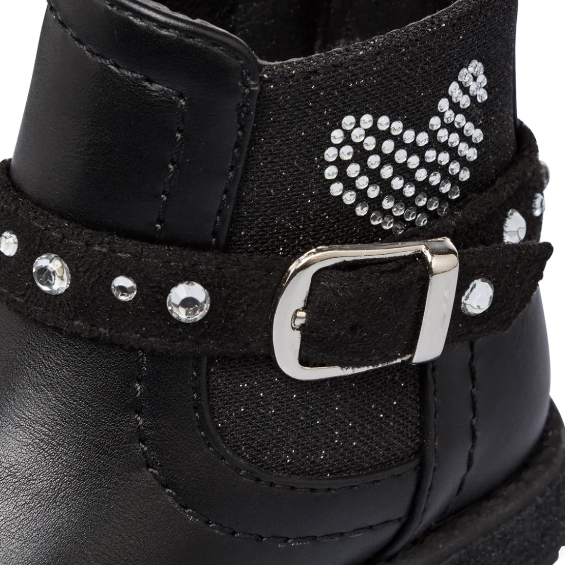 Stivaletti neri da bambina primi passi con strass Le Scarpe di Alice