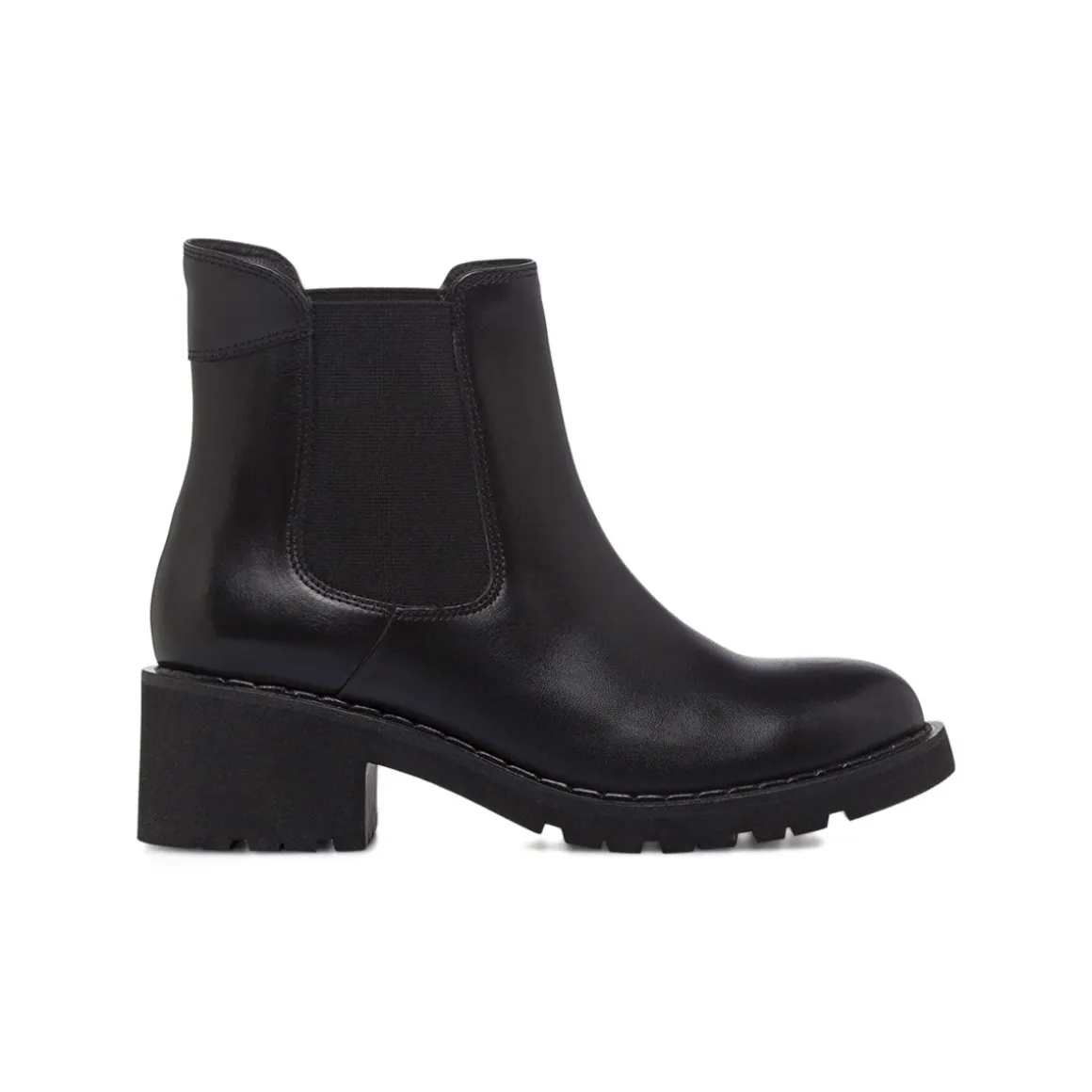 Stivaletti neri da Donna in pelle con elastico laterale Primopiano