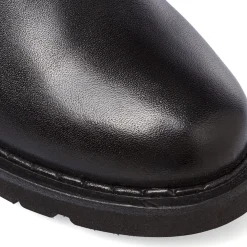 Stivaletti neri da Donna in pelle con elastico laterale Primopiano