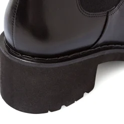Stivaletti neri da Donna in pelle con elastico laterale Primopiano