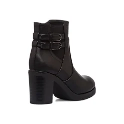 Stivaletti neri da donna con tacco 8,5 cm e fibbie Lora Ferres