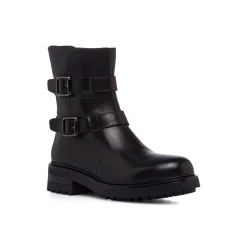 Stivaletti neri da Donna in pelle con fibbie Primopiano