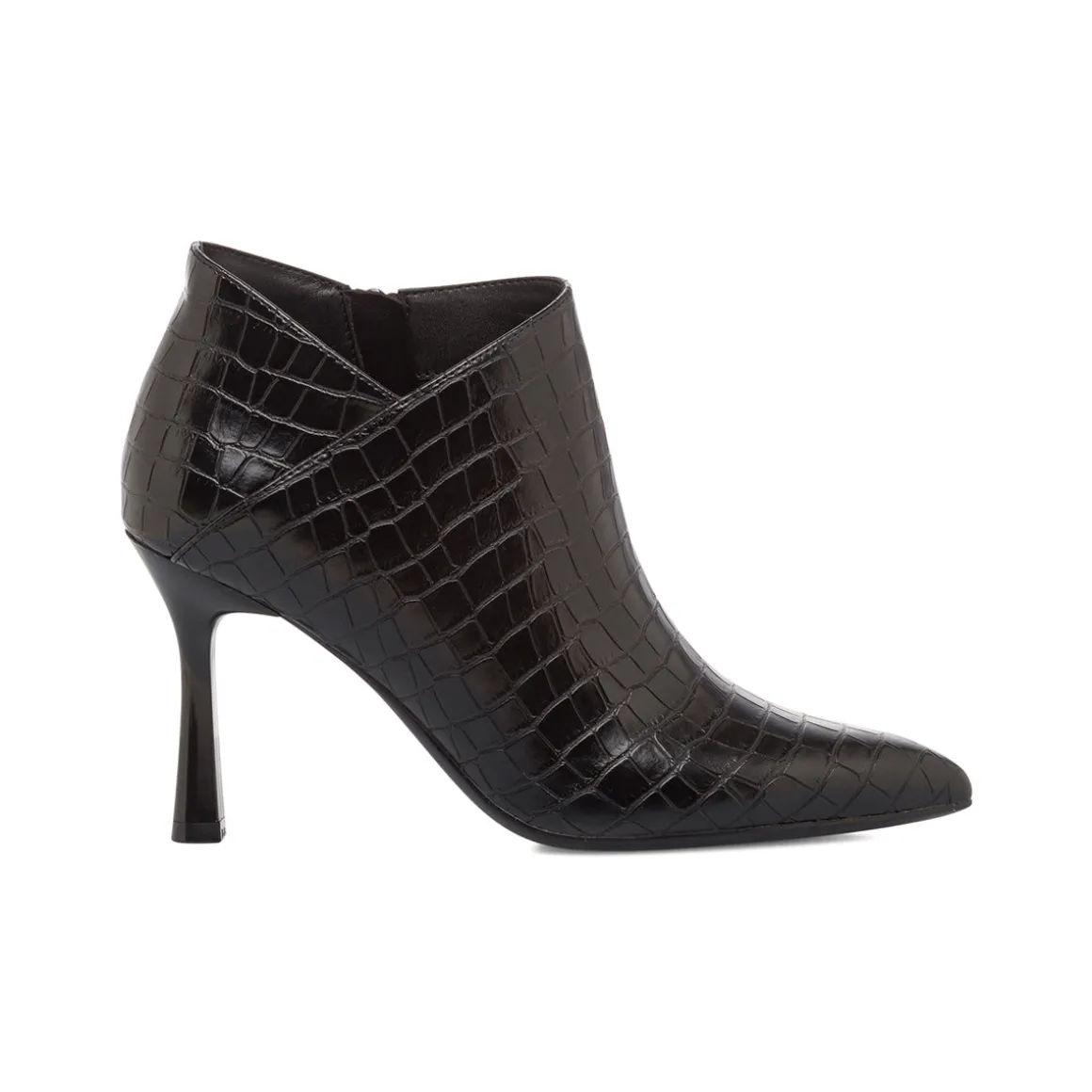 Stivaletti neri da Donna con tacco a spillo 9 cm effetto coccodrillo Lora Ferres