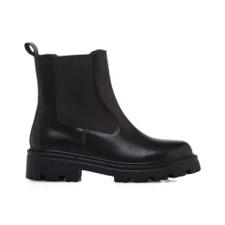 Stivaletti neri da Donna in pelle con elastico laterale Primopiano