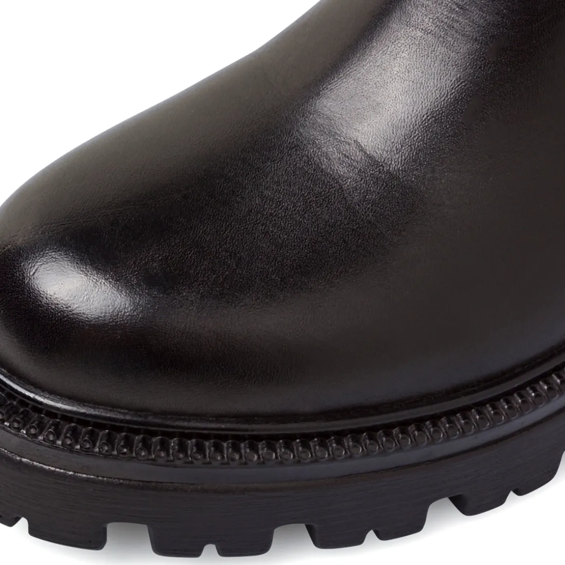 Stivaletti neri da Donna in pelle con elastico laterale Primopiano
