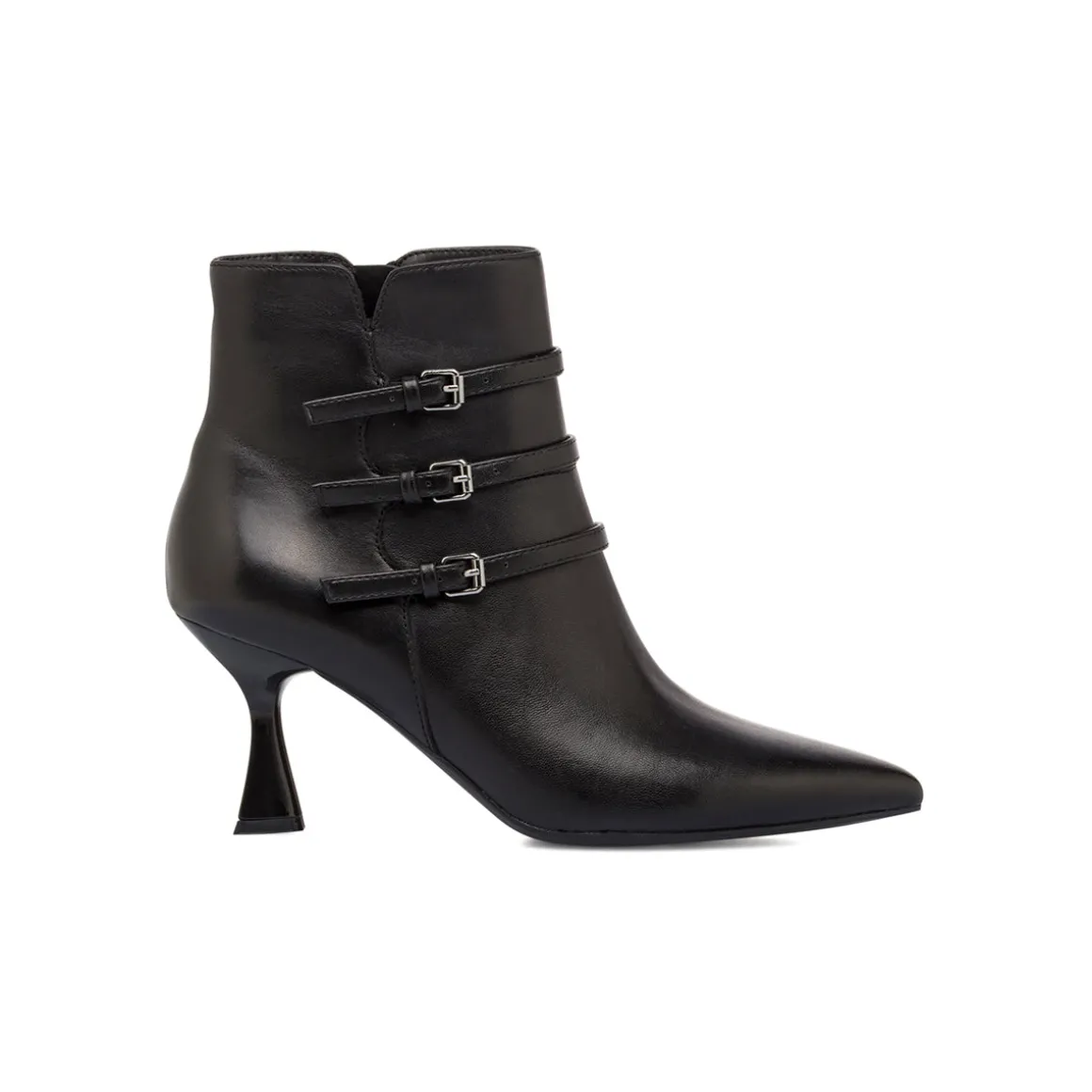 Stivaletti neri da Donna in Pelle con fibbie e tacco 5,5 cm Primopiano
