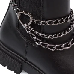 Stivaletti neri da ragazza con catene decorative Swish Jeans